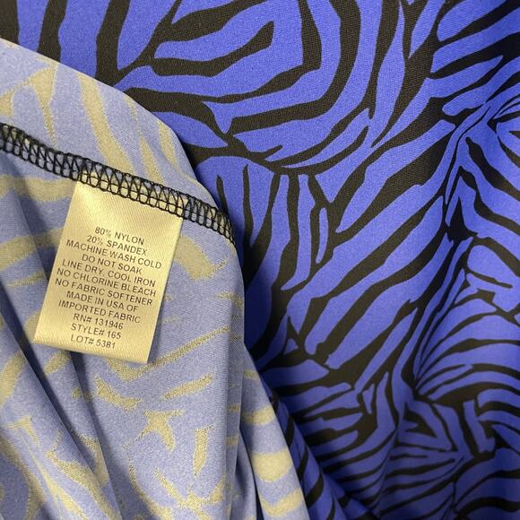 Jude Connally Jude Cloth Shift Dress Bright Blue Black Animal Print Medium - Picture 7 of 7